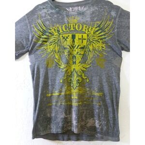 Vintage Y2K Hybrid Premium Muscle T-Shirt Medium Victory Angel Wings & Cross New